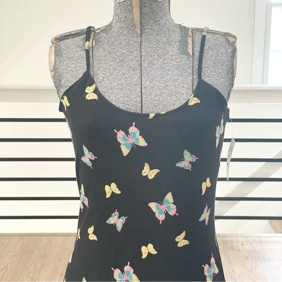 NWT black, pink, yellow, green spaghetti strap, bodycon, stretchy mini dress - Picture 3 of 7